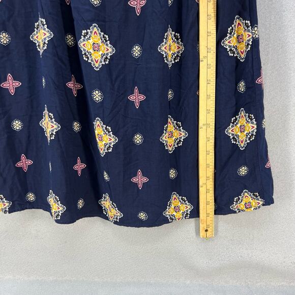 Entro Midi Sun Dress Women's Size Large Navy Boho Lined Adjustable Straps Hippie - Picture 4 of 15